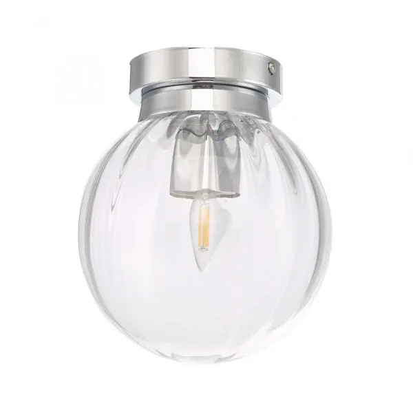 Kavi Polished Chrome & Glass Flush Light IP44