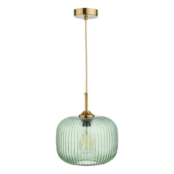 Demarius Green Glass Pendant with Bronze Detail