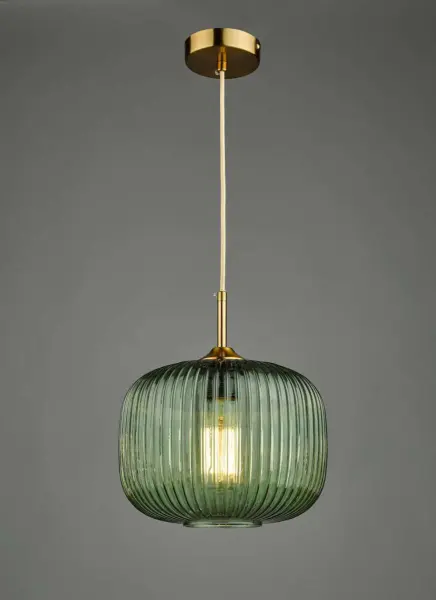 Demarius Green Glass Pendant with Bronze Detail