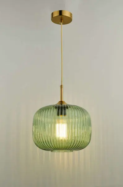 Demarius Green Glass Pendant with Bronze Detail