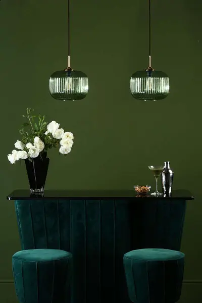Demarius Green Glass Pendant with Bronze Detail