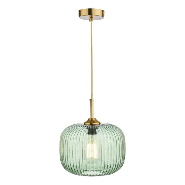 Demarius Green Glass Pendant with Bronze Detail