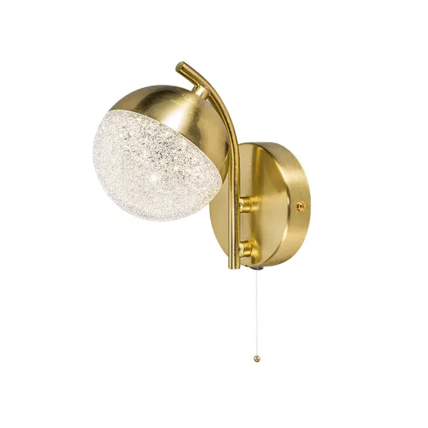 Dew 1 Light Satin Brass Bathroom Wall Light