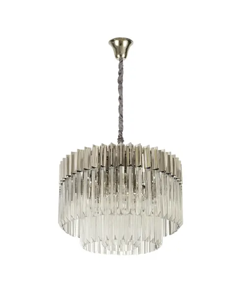 Donard Polished Nickel 8 Light Pendant with Clear Glass