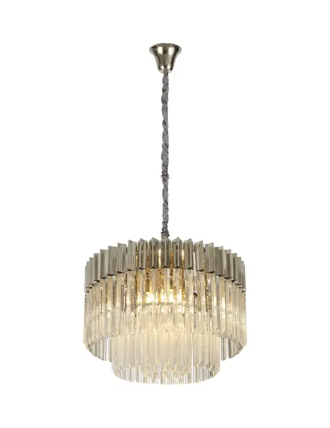 Donard Polished Nickel 8 Light Pendant with Clear Glass