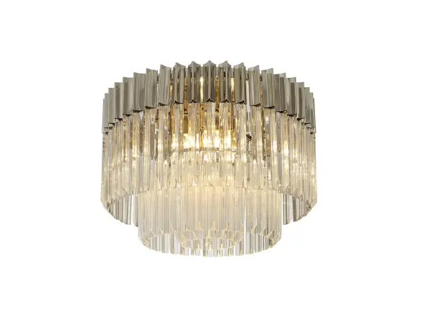 Donard Polished Nickel 7 Light Flush Fitting with Clear Glass