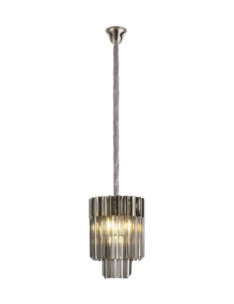 Donard Polished Nickel 4 Light Pendant with Smoked Glass