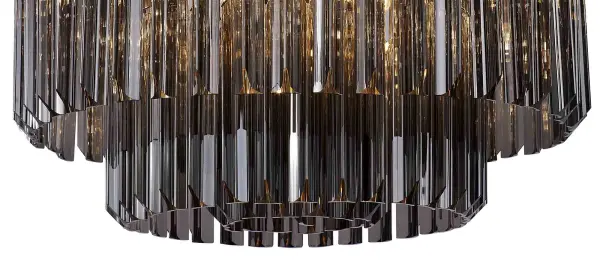Donard Polished Nickel 7 Light Flush Fitting with Smoked Glass