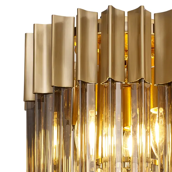 Donard Brass 3 Light Flush Fitting with Smoked Glass
