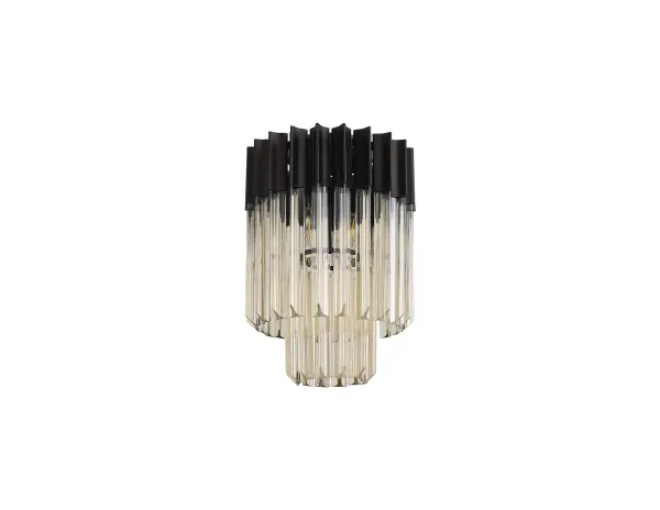 Donard Matt Black 3 Light Flush Fitting with Cognac Glass