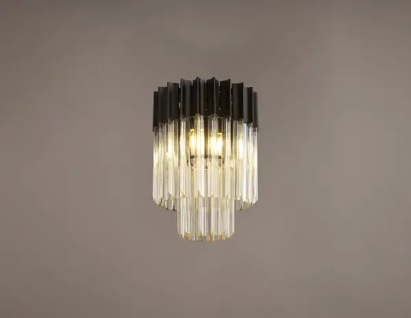 Donard Matt Black 3 Light Flush Fitting with Cognac Glass