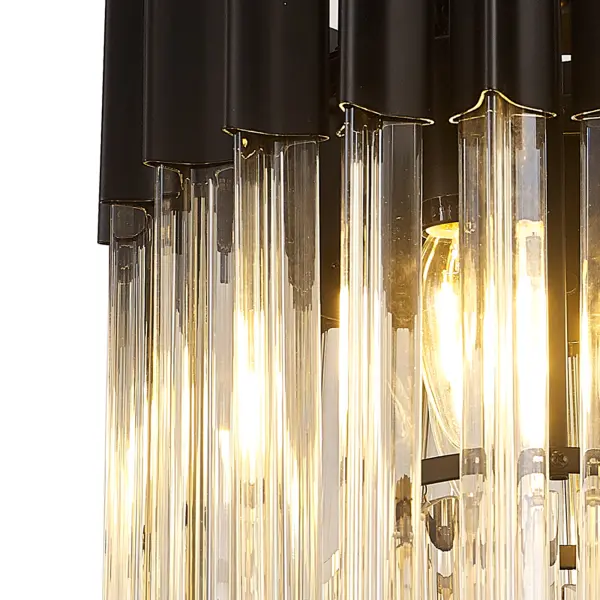 Donard Matt Black 3 Light Flush Fitting with Cognac Glass