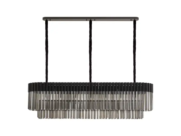 Donard Matt Black 7 Light Bar Pendant with Smoked Glass