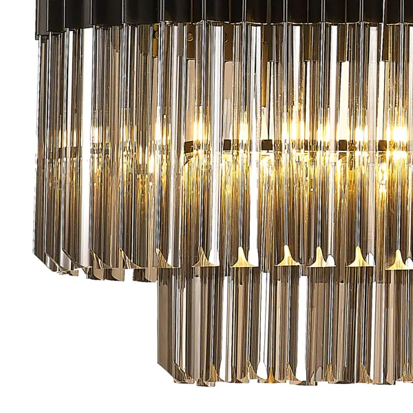 Donard Matt Black 7 Light Bar Pendant with Smoked Glass