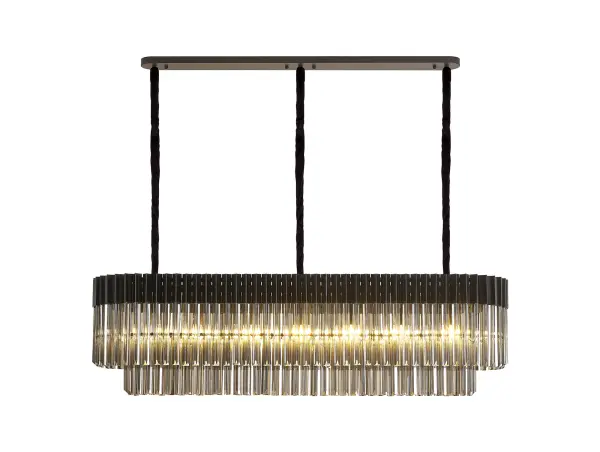 Donard Matt Black 7 Light Bar Pendant with Smoked Glass