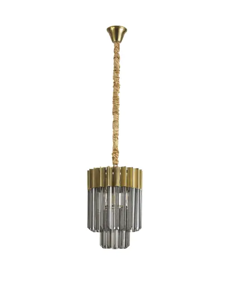 Donard Brass 4 Light Pendant with Smoked Glass