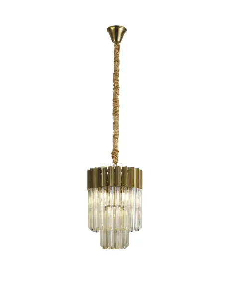Donard Brass 4 Light Pendant with Cognac Glass