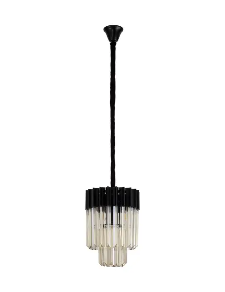 Donard Matt Black 4 Light Pendant with Cognac Glass