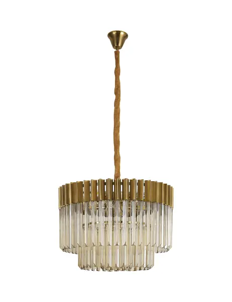 Donard Brass 8 Light Pendant with Cognac Glass