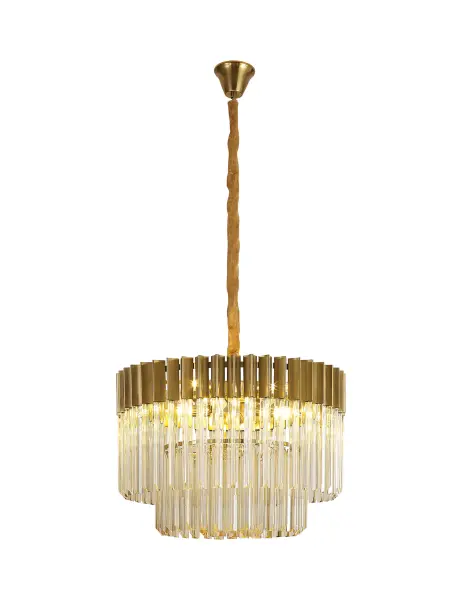 Donard Brass 8 Light Pendant with Cognac Glass