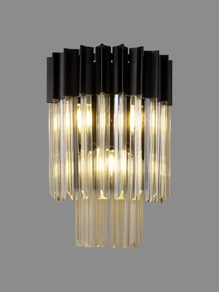 Donard Matt Black Wall Light with Cognac Glass