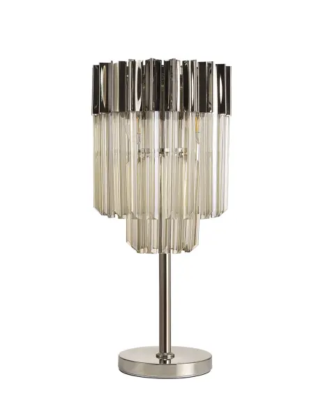 Donard Polished Nickel Table Lamp with Cognac Glass