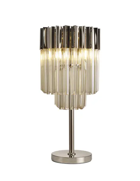 Donard Polished Nickel Table Lamp with Cognac Glass