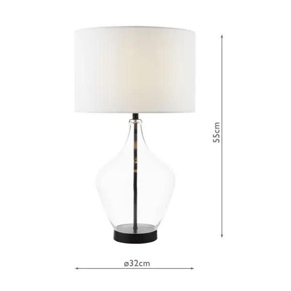Drago Black & Glass Table Lamp C/W Shade