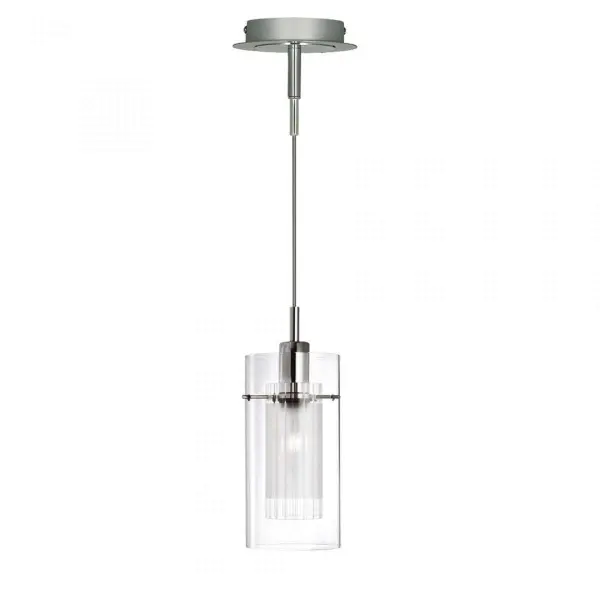Duo Single Pendant Clear Double Glass Cylinder
