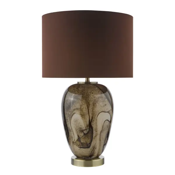 Egas Brown & Marble Table Lamp C/W Shade