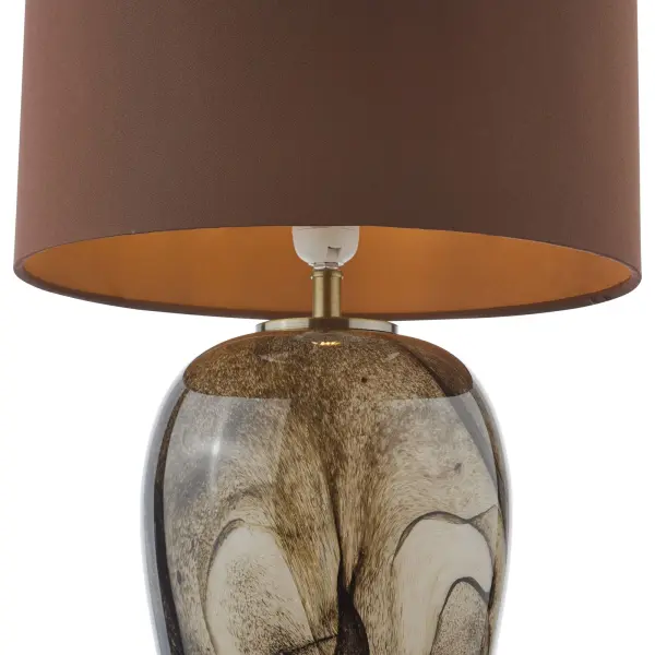 Egas Brown & Marble Table Lamp C/W Shade