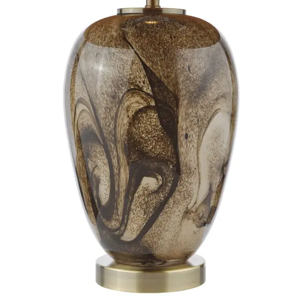 Egas Brown & Marble Table Lamp C/W Shade