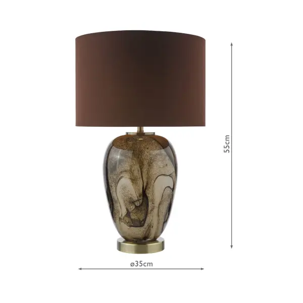 Egas Brown & Marble Table Lamp C/W Shade