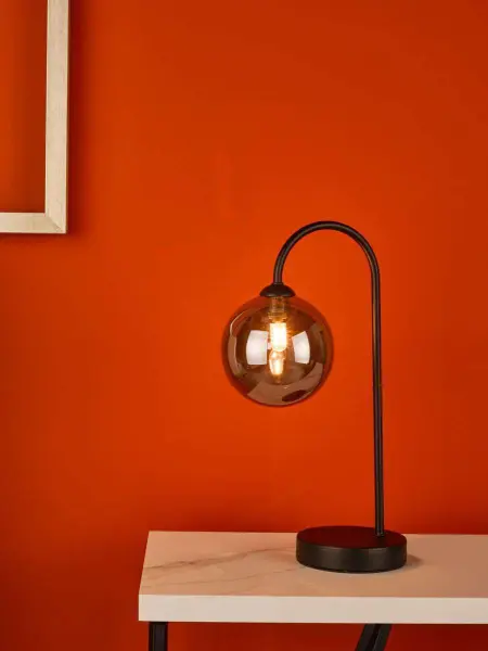 Eisaa Tocuh Table Lamp in Black C/W Smoked Shade