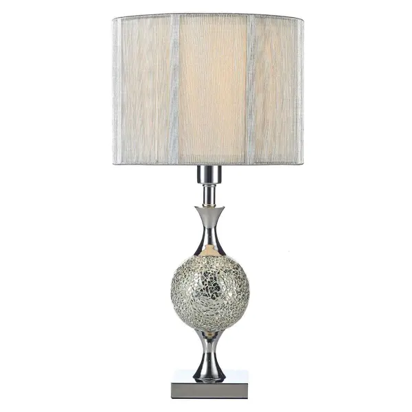 Elsa Table Lamp Silver Mosaic complete with Silver String Shade