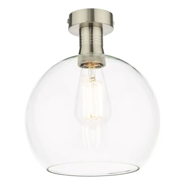 Emerson Antique Chrome Semi Flush with Round Clear Glass