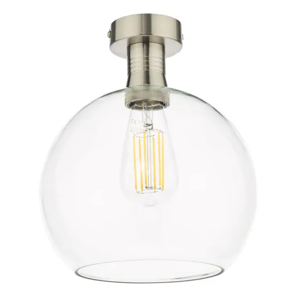 Emerson Antique Chrome Semi Flush with Round Clear Glass