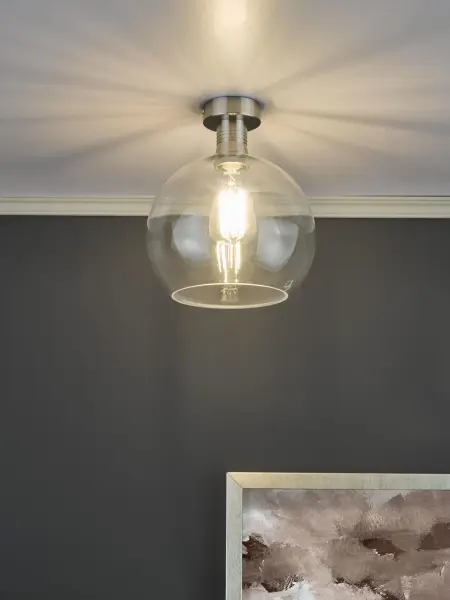 Emerson Antique Chrome Semi Flush with Round Clear Glass