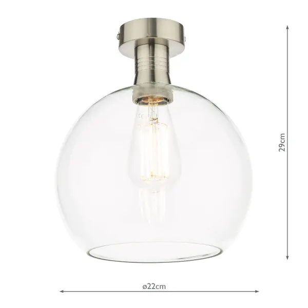 Emerson Antique Chrome Semi Flush with Round Clear Glass