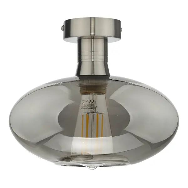 Emerson Antique Chrome Semi Flush with Smoked Glass