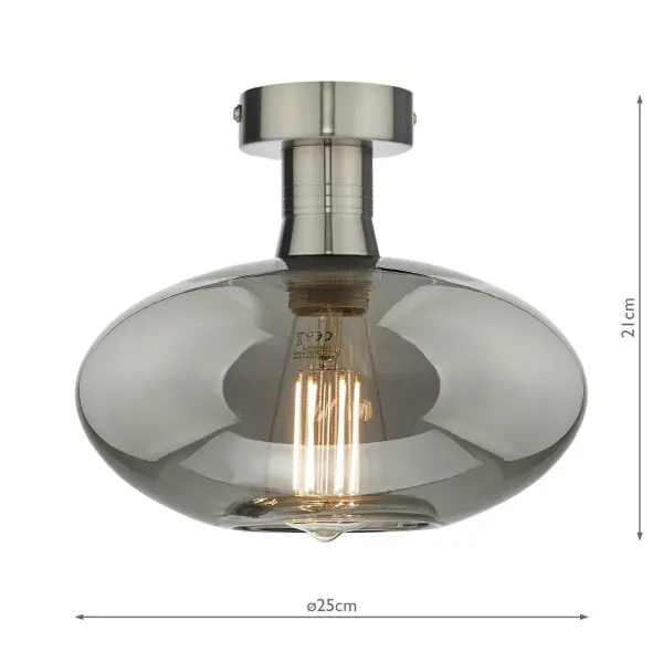 Emerson Antique Chrome Semi Flush with Smoked Glass