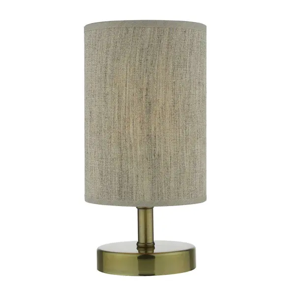 Eryn Touch Switch Table Lamp Antique Brass with Taupe Linen Shade