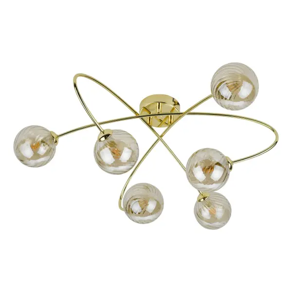 Etta 6 Light Polished Gold Semi Flush & Champagne Glass
