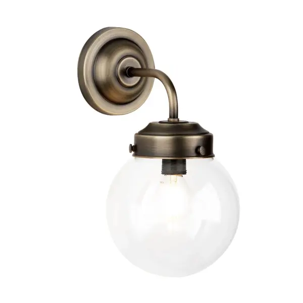 Fairfax Antique Brass & Clear Glass Wall Light