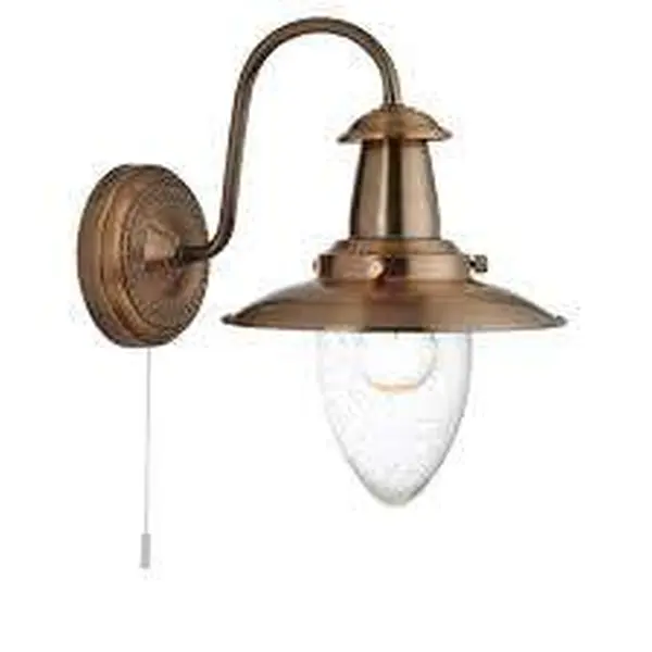 Fisherman Copper Wall Light with Oval Seeded Glass Shade
