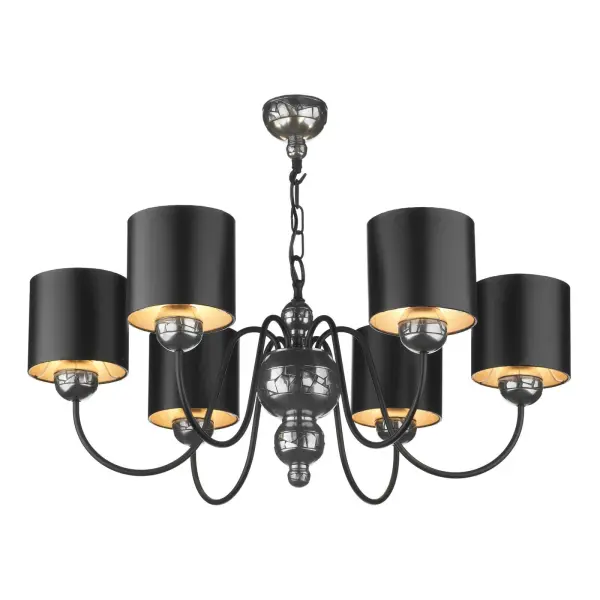 Garbo 6 Light Pendant Pewter complete with Bespoke Shades