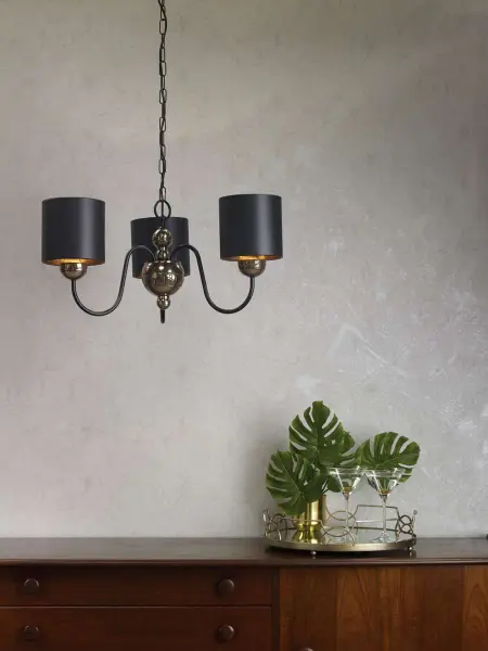 Garbo 3 Light Pendant Bronze complete with Bespoke Shades
