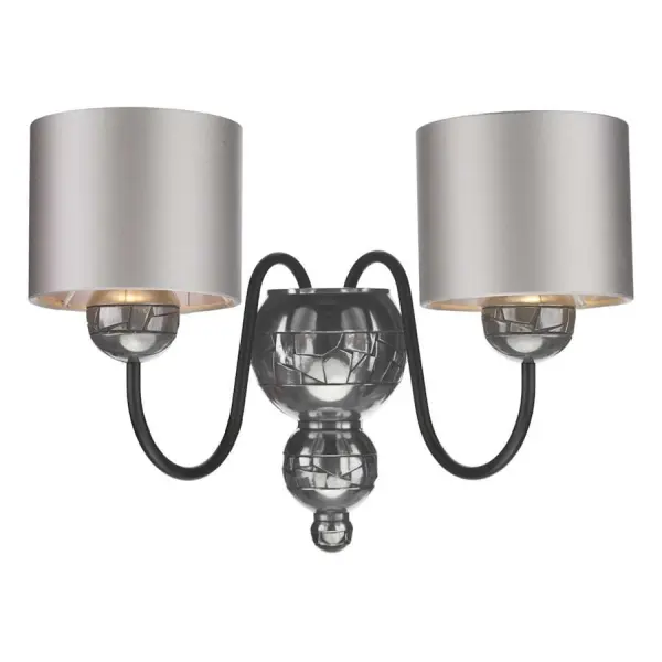 Garbo Double Wall Bracket Pewter complete with Bespoke Shades