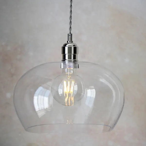 Molly Polished Nickel Clear Glass Bowl Pendant