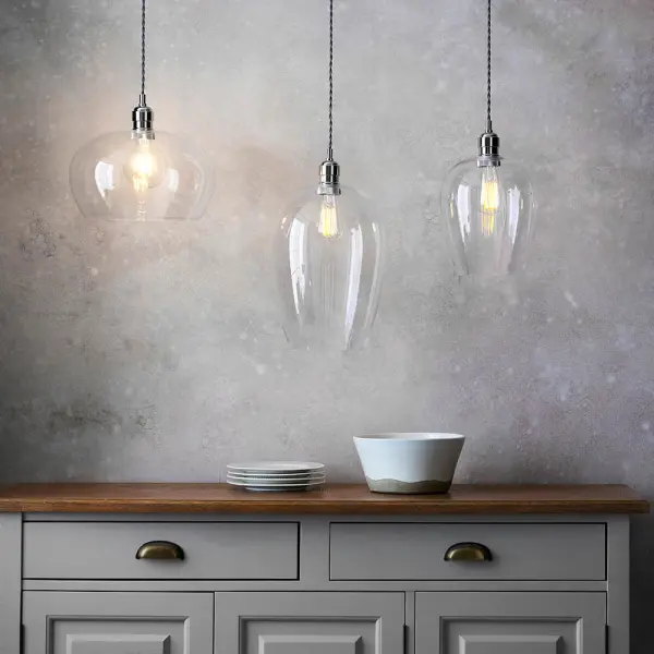 Molly Polished Nickel Clear Glass Bowl Pendant